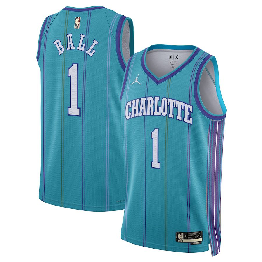 Men Charlotte Hornets 1 LaMelo Ball Jordan Brand Teal Classic Edition 2023-24 Swingman Replica NBA Jersey